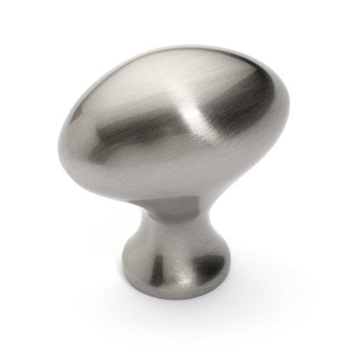 Satin nickel egg cabinet knob with one and a quarter inch diameter
