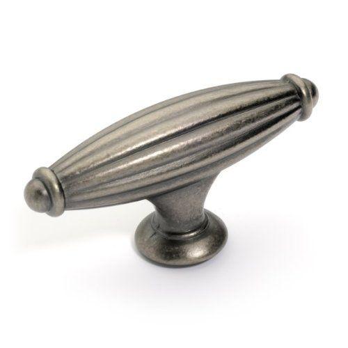 Two and a half inch diameter of furniture knob in antique nickel finish 