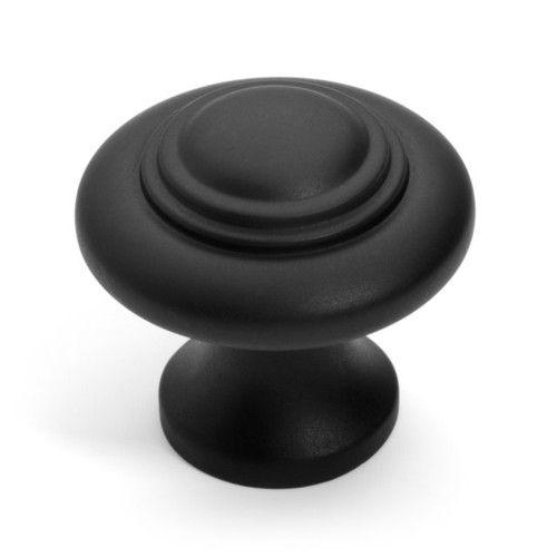 Flat black cabinet knob with concentric style
