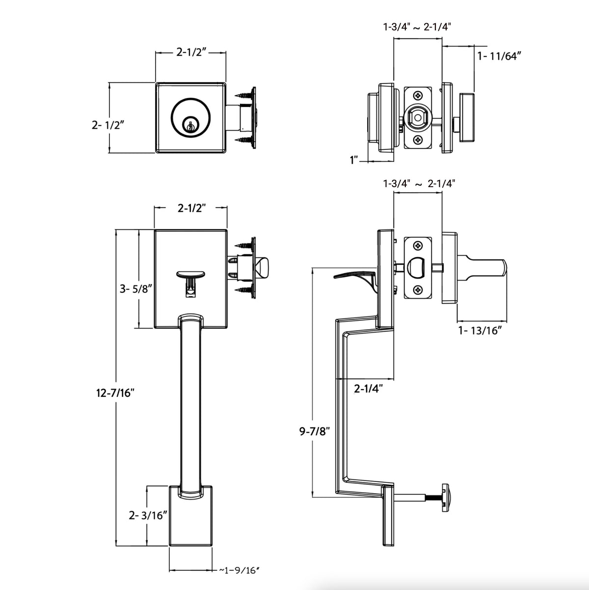 Designers Impressions Keeneland Front Door Handleset Dimensions