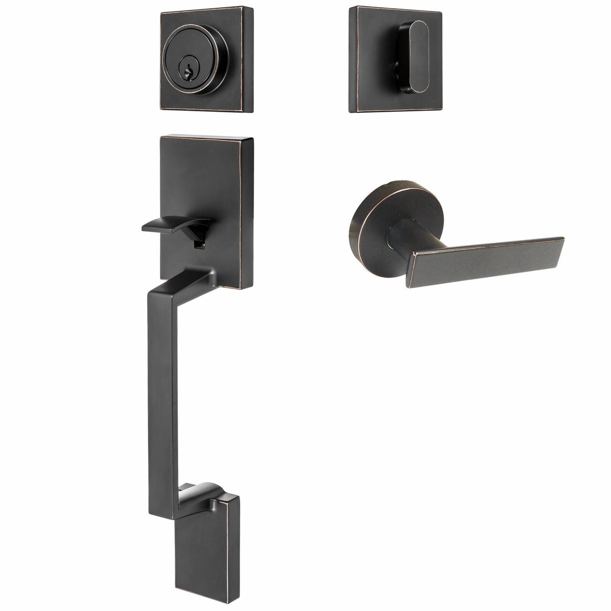 Keeneland Design Oil Rubbed Bronze Contemporary Handleset with Laurel Lever