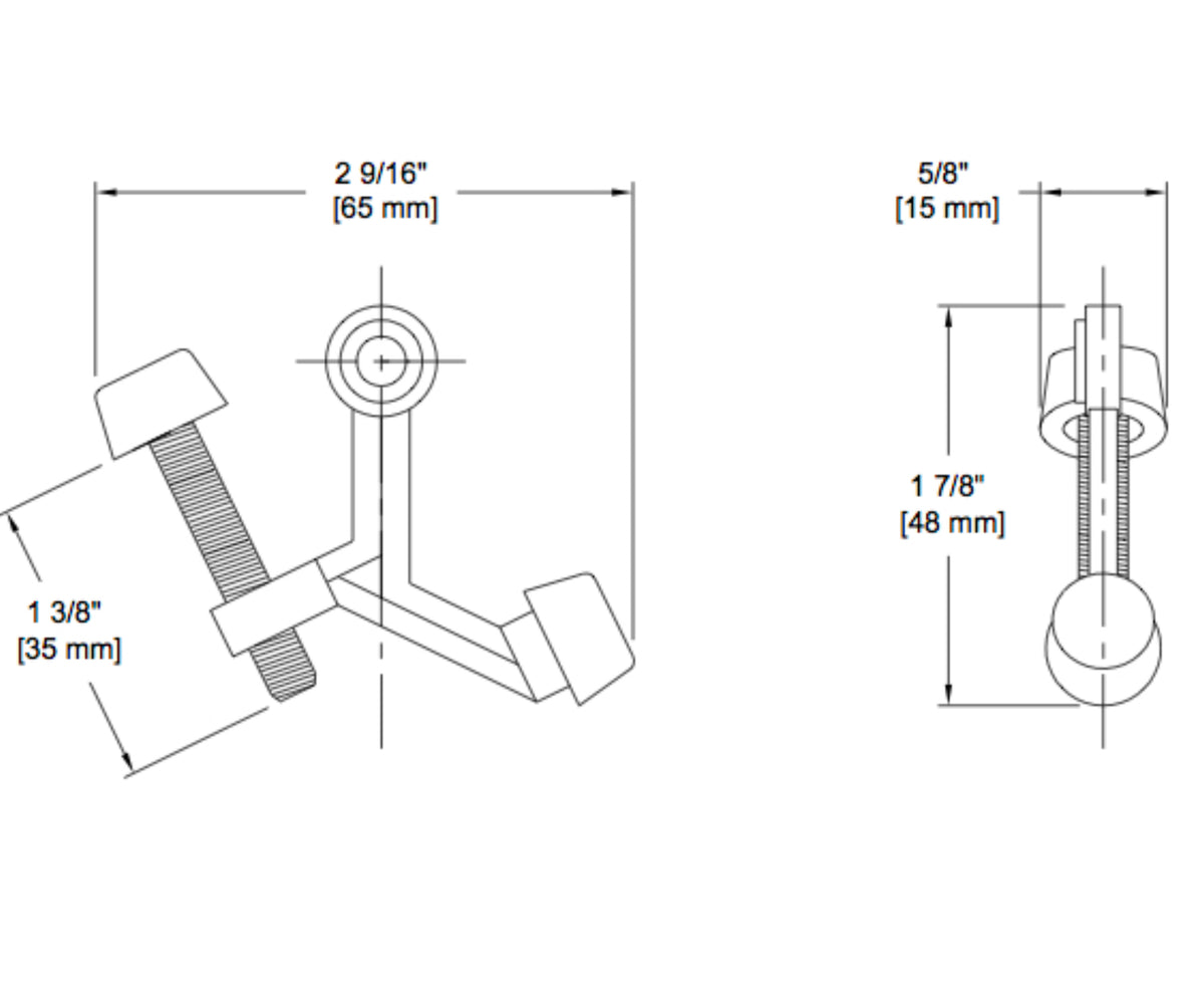 Designers Impressions Hinge Pin Matte Black Light Duty Door Stop with