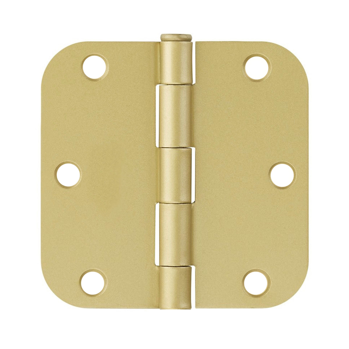 Door Hinge, Satin Brass 3-1/2&quot; with 5/8&quot; Radius Corners