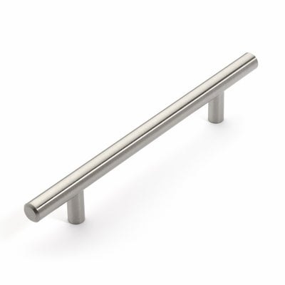 Five inch hole spacing classic cabinet pull in satin nickel finish