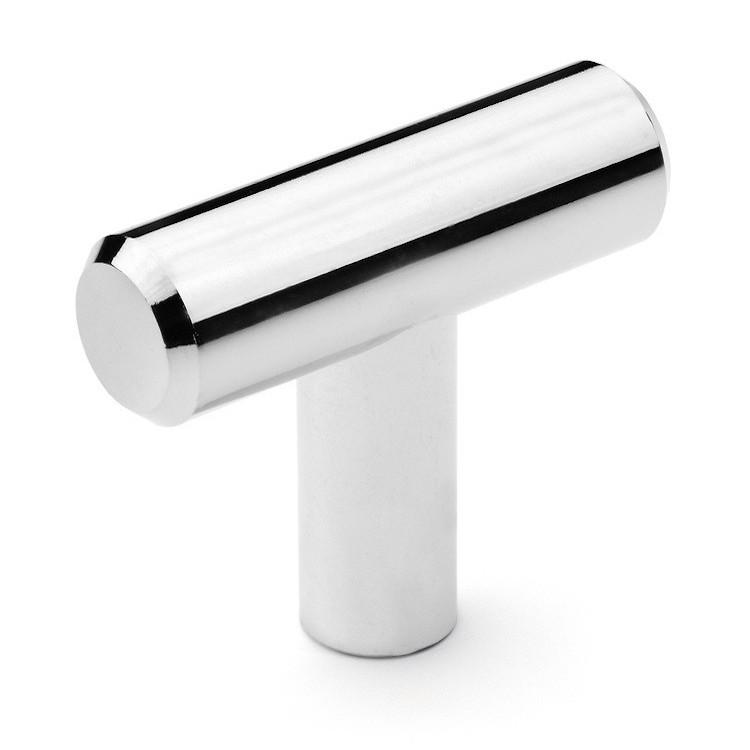 T bar cabinet pull in polished chrome finish with one and a half inch diameter
