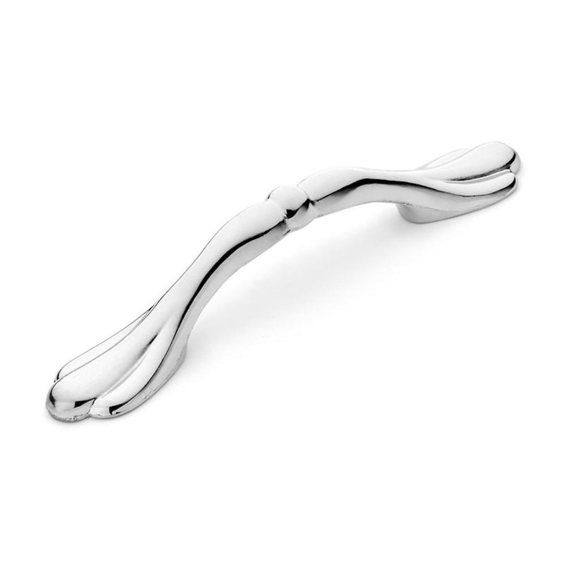 Bow tie cabinet pull in polished chrome finish with three inch hole spacing