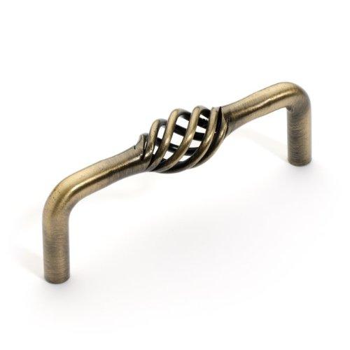 Drawer handle pull in antique brass finish with birdcage design