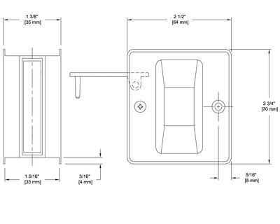 Polished Chrome Passage Pocket Door Lock