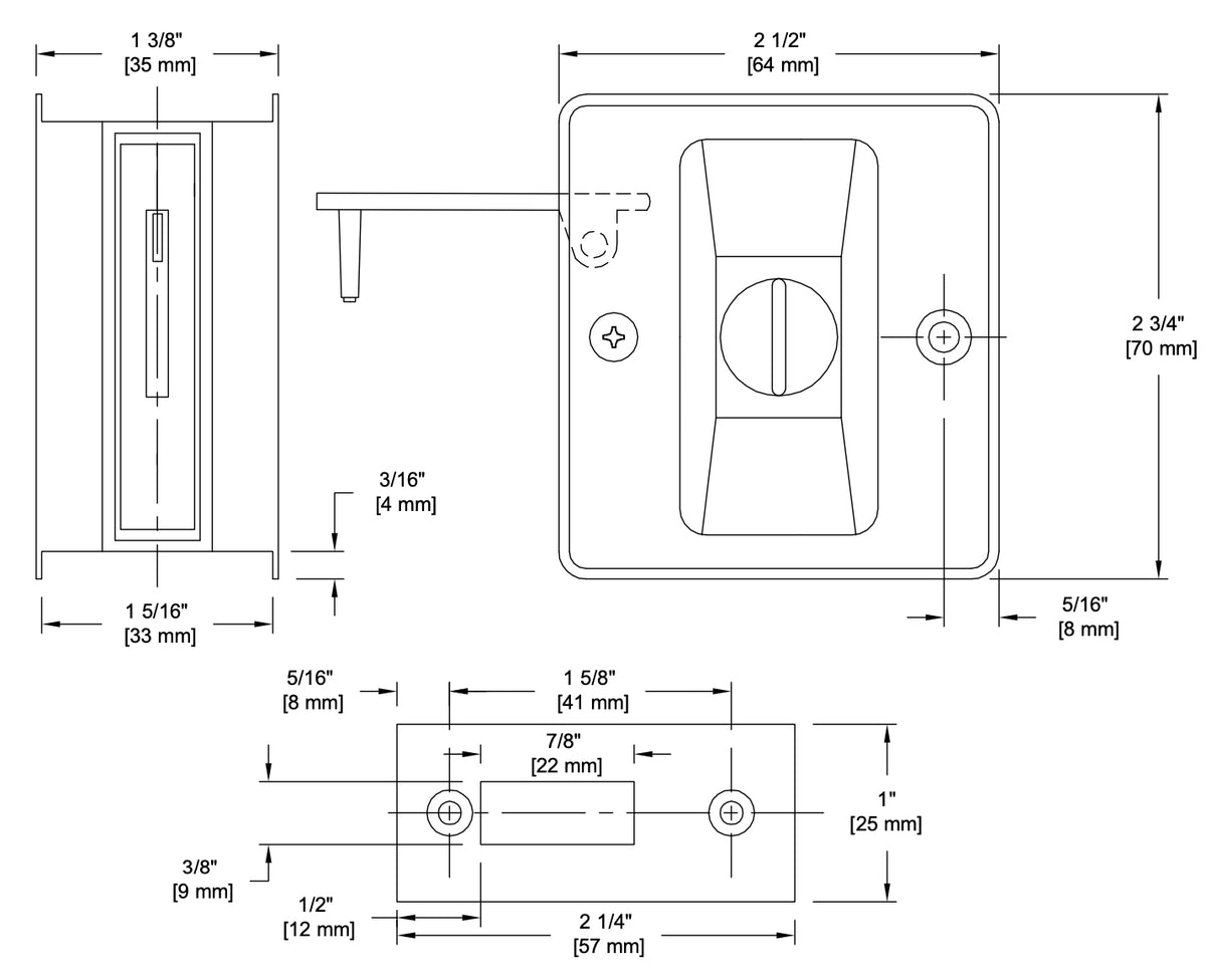 Oil Rubbed Bronze Privacy Pocket Door Lock