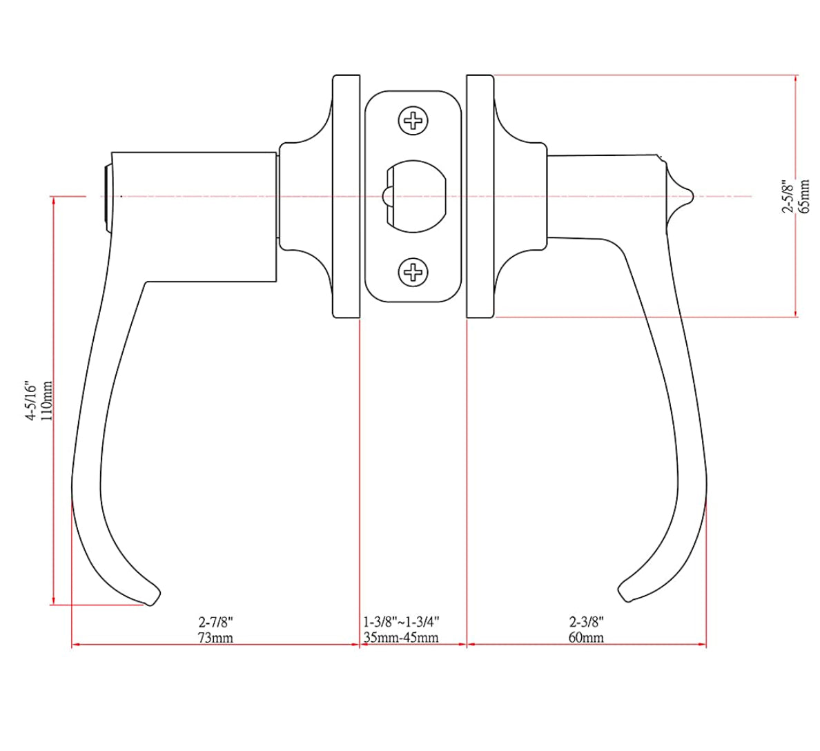 Rochester Entry Door Lever, Polished Chrome