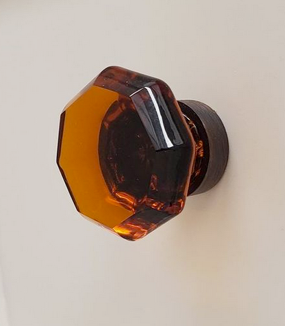 Cosmas 5268ORB-A Oil Rubbed Bronze &amp; Amber Glass Cabinet Knob