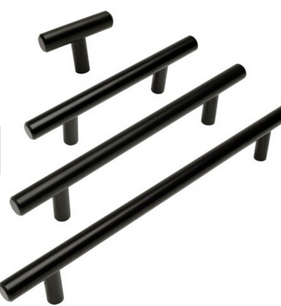 Cosmas 305-192FB Flat Black Euro Style Bar Pull Series of pulls in various lengths