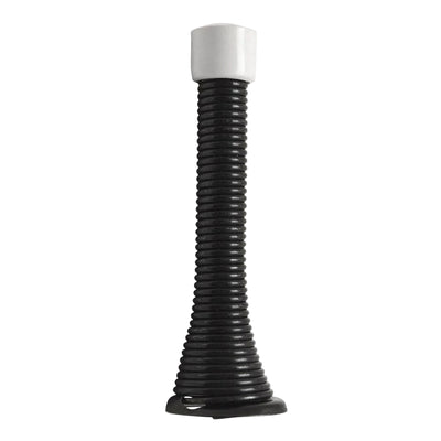 Black Spring Baseboard Door Stop with White Rubber Tip