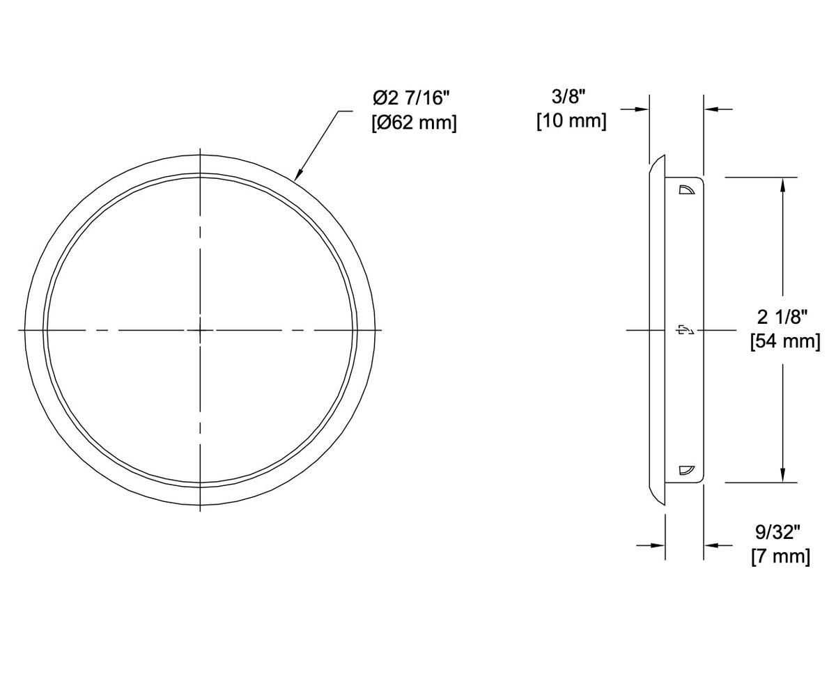 Sliding Door Cup Pull, Polished Chrome