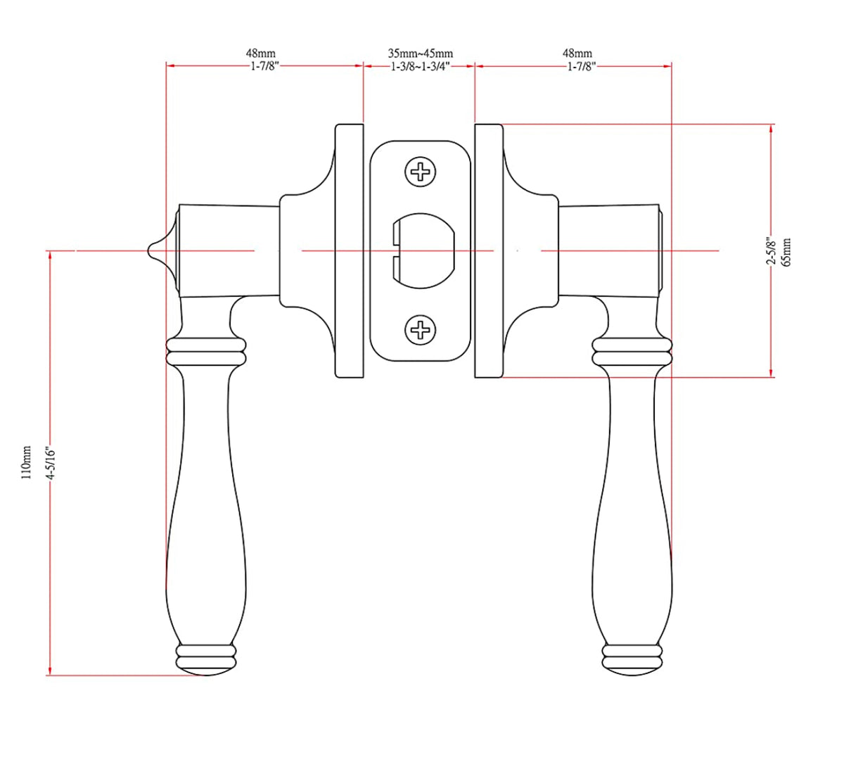 Villa Privacy Lever, Satin Nickel