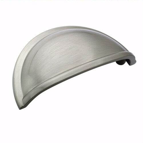 Cabinet drawer cup pull in satin nickel finish with modern simple design Amerock BP53010-G10 Satin Nickel Cabinet Cup Pull