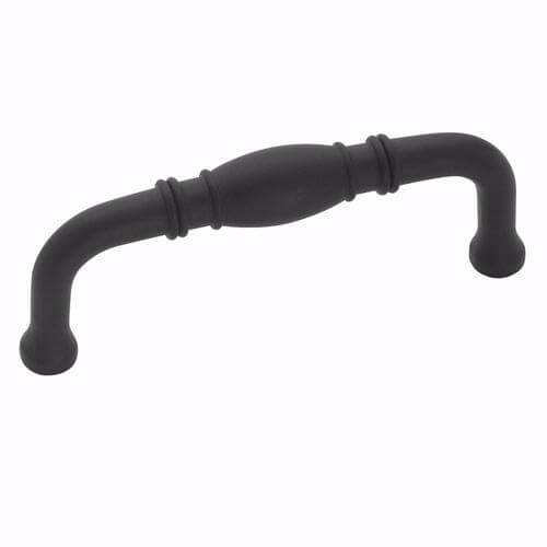 Barrel cabinet pull in flat black finish with three inch hole spacing Amerock BP53013-FB Flat Black Barrel Cabinet Pull
