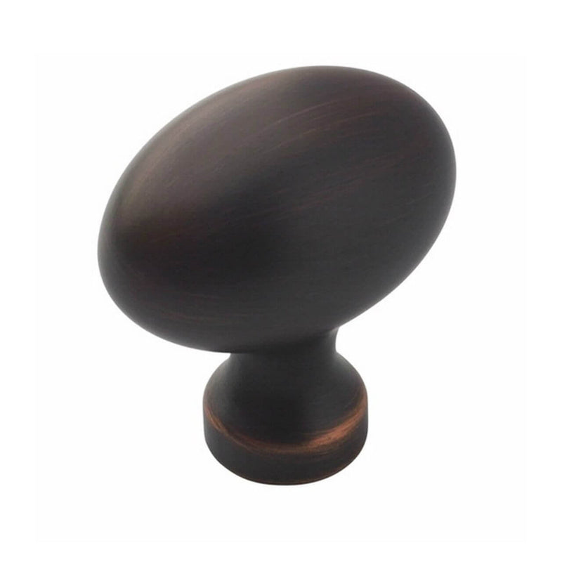 Egg shaped cabinet drawer knob in oil rubbed bronze finish Amerock BP53014-ORB Oil Rubbed Bronze Oval Cabinet Knob