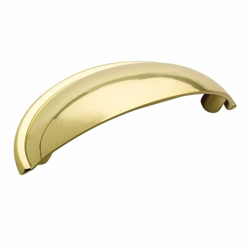 Cabinet cup pull in polished brass finish with two and a half inch hole spacing Amerock BP53019-3 Polished Brass Cabinet Cup Pull