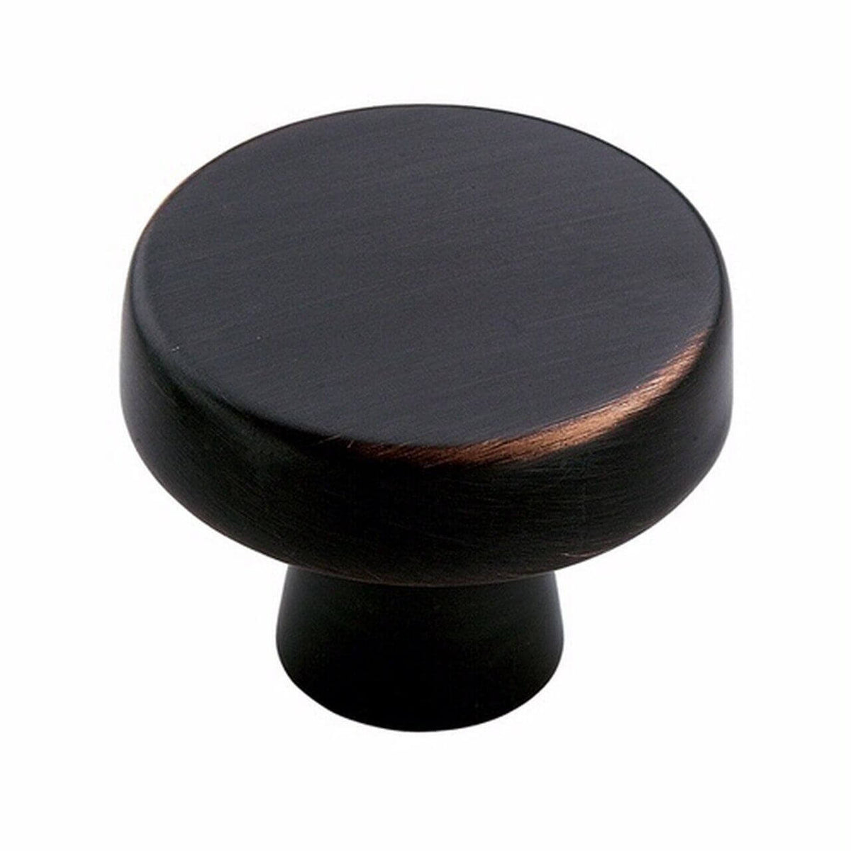 Round oil rubbed bronze knob with flat surface Amerock BP55270-ORB Oil Rubbed Bronze Cabinet Knob
