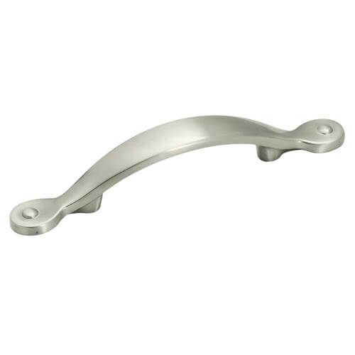 Curved satin nickel cabinet pull with three inch hole spacing