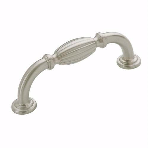 Satin nickel cabinet pull with three inch hole spacing and barrel shaped grip Amerock BP55222-G10 Allison Satin Nickel Cabinet Pull