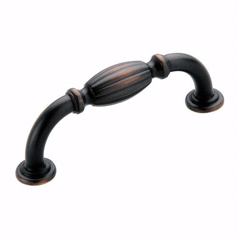 Three inch hole spacing drawer pull in oil rubbed bronze finish with short barrel design Amerock BP55222-ORB Allison Oil Rubbed Bronze Cabinet Pull