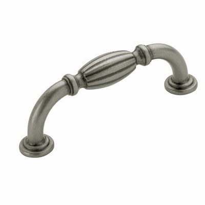 Short fluted cabinet pull in weathered nickel finish and three inch hole spacing Amerock BP55222-WN Weathered Nickel Cabinet Pull