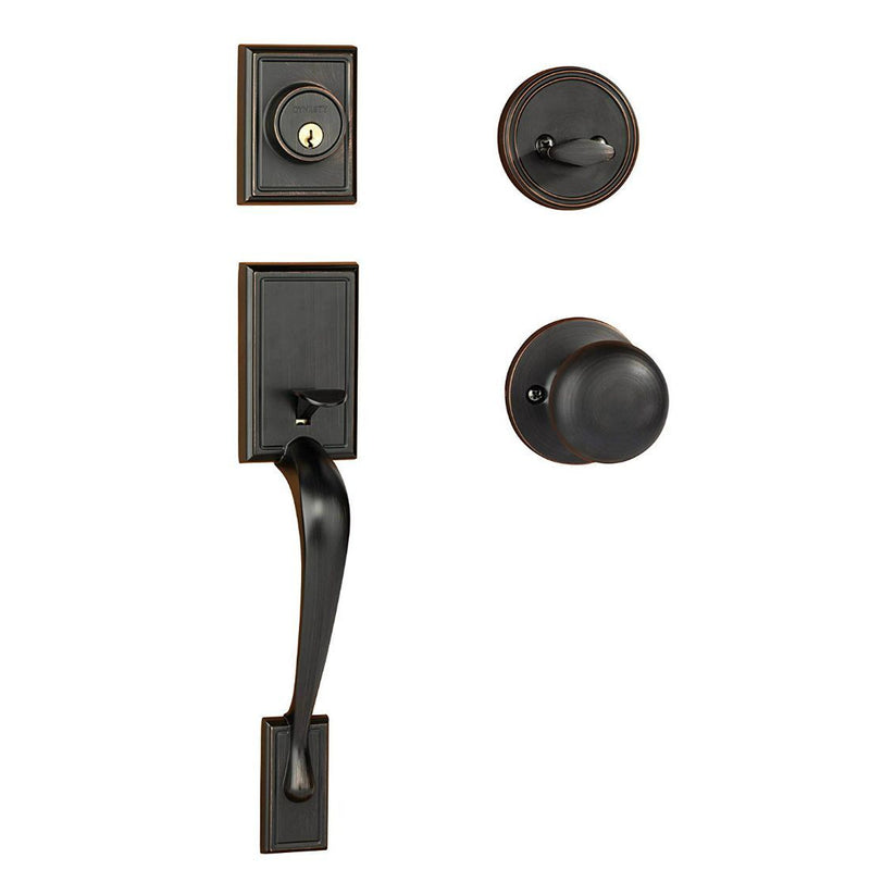 Dynasty Hardware Ridgecrest RID-TAH-100-12P Front Door Handleset with Tahoe Knob, Aged Oil Rubbed Bronze