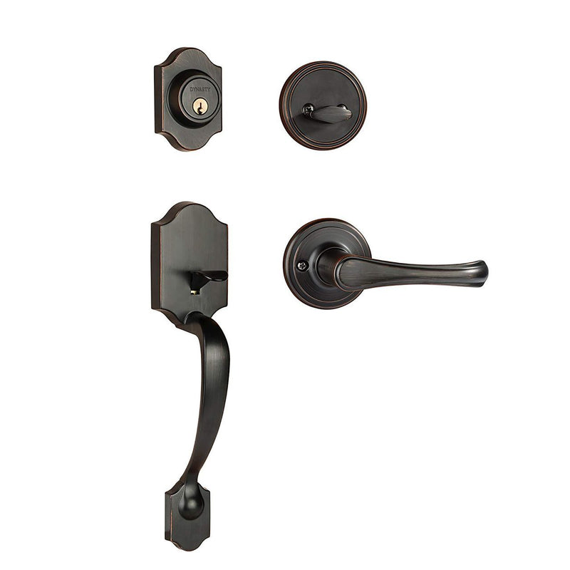 Dynasty Hardware Denver DEN-VAI-100-12P Front Door Handleset with Vail Lever, Aged Oil Rubbed Bronze