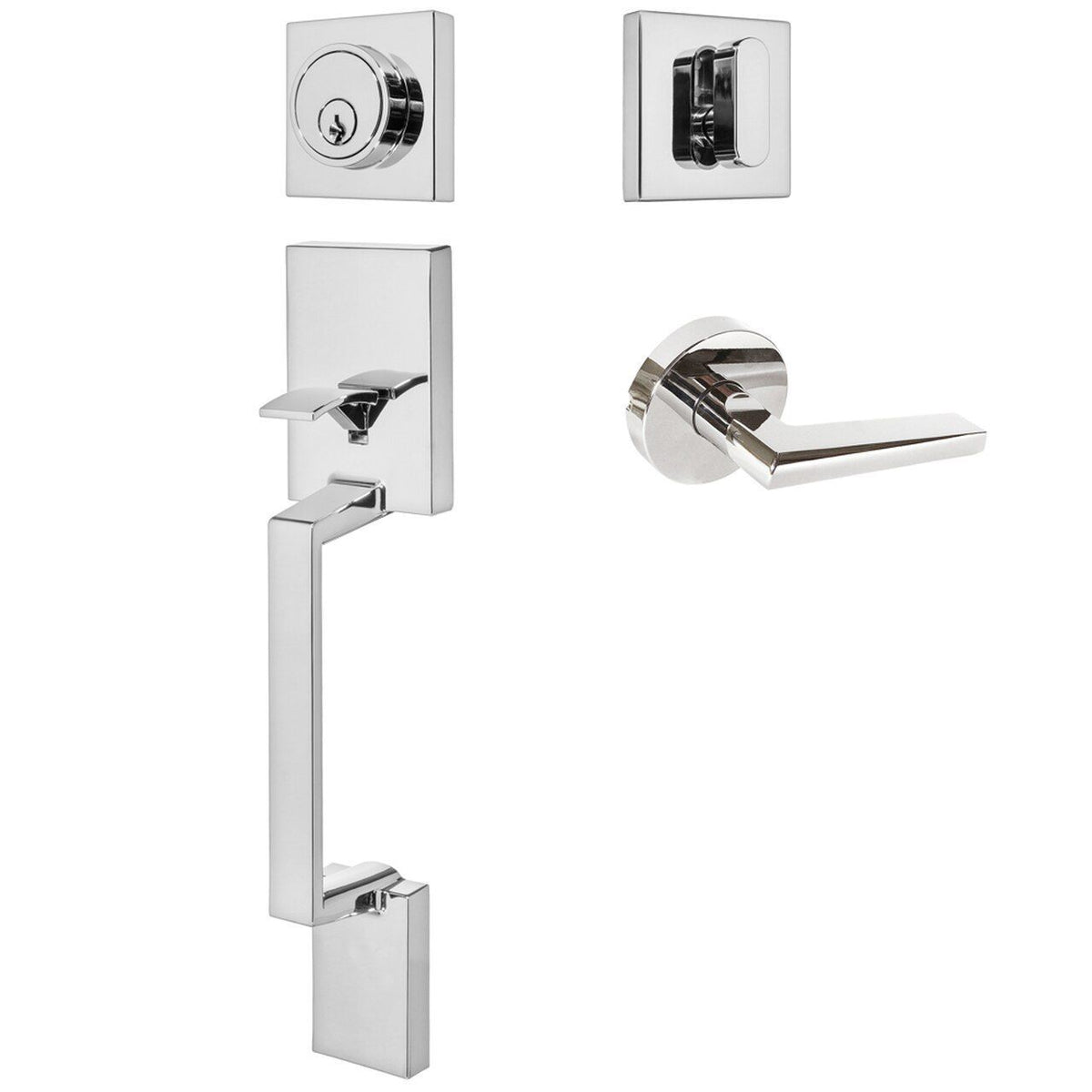 Keeneland Design Polished Chrome Contemporary Handleset with Madison Lever