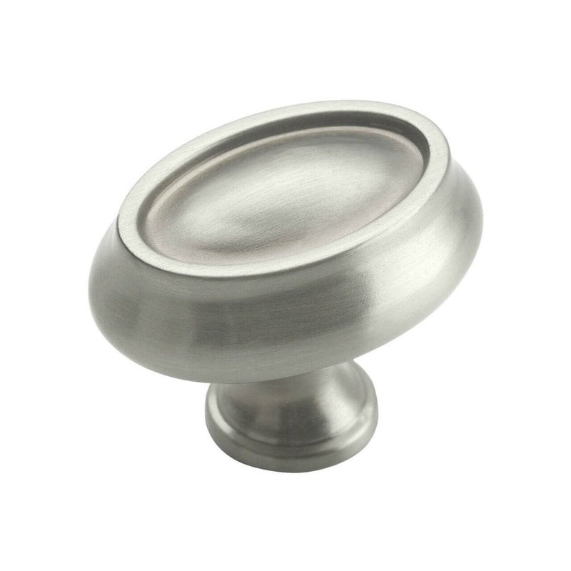 Oval knob in satin nickel finish