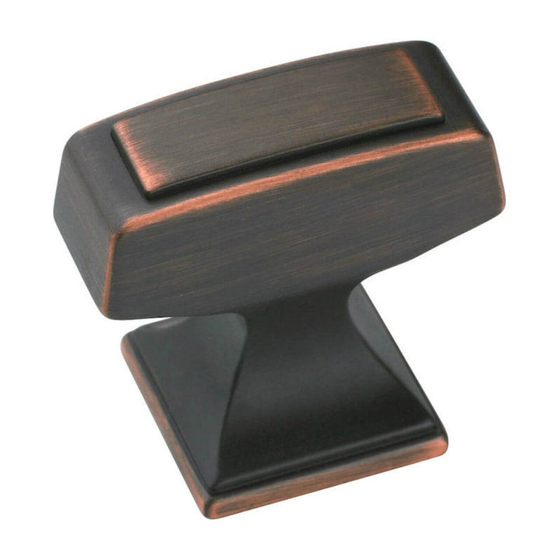 Rectangular cabinet knob in oil rubbed bronze finish and striking light accent Amerock BP53029-ORB Oil Rubbed Bronze Cabinet Knob
