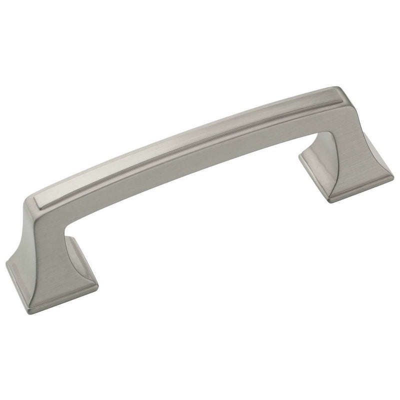 Three inch hole spacing drawer cabinet pull in satin nickel finish with elegant style and flared bases Amerock BP53030-G10 Satin Nickel Cabinet Pull
