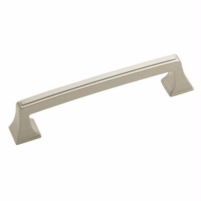 Satin nickel drawer pull in elegant design with five inch hole spacing Amerock BP53529-G10 Satin Nickel Cabinet Pull