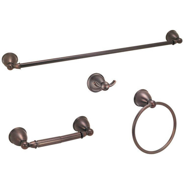 Brantford 4-Piece Bath Hardware Set with 24 in. Towel Bar Paper Holder Towel Ring and Robe Hook in Oil Rubbed Bronze