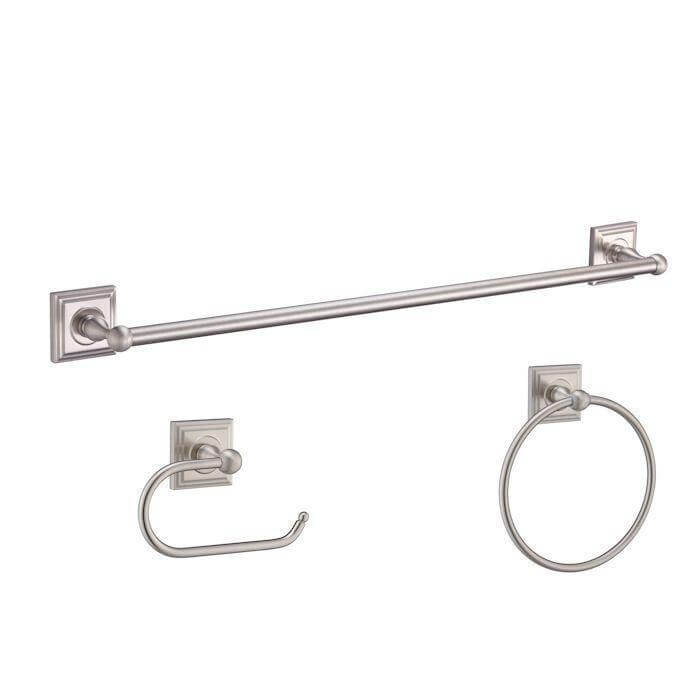 Aurora Series 3 Piece Satin Nickel Bathroom Hardware Set