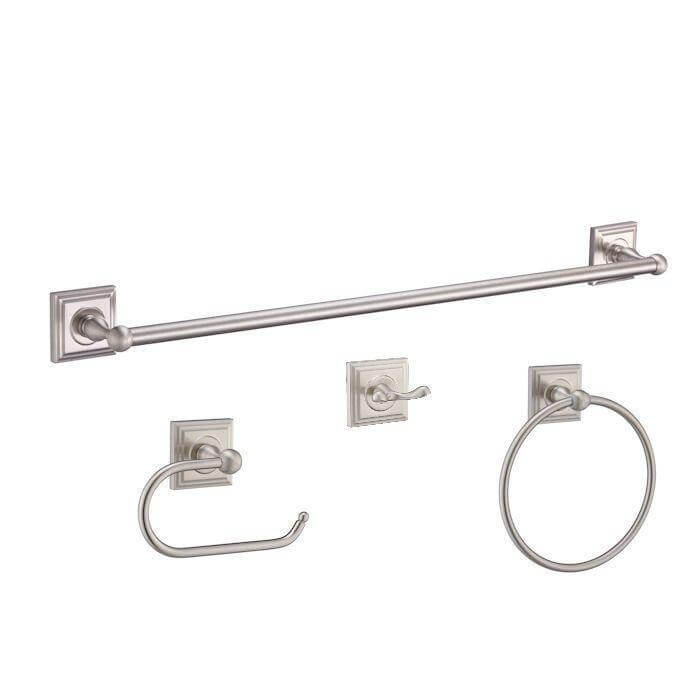 Aurora Series 4 Piece Satin Nickel Bathroom Hardware Set
