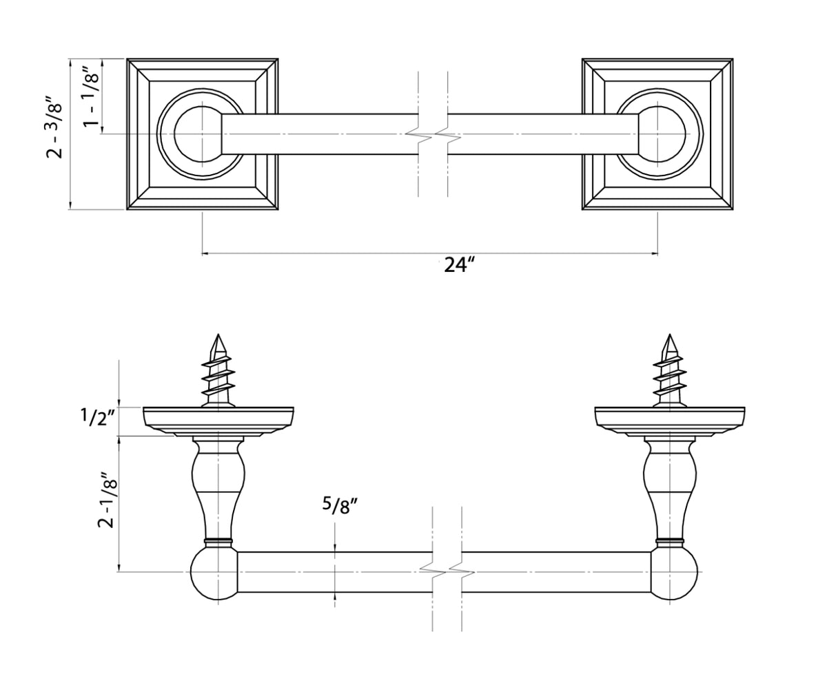 Aurora Series Satin Nickel 24&quot; Towel Bar