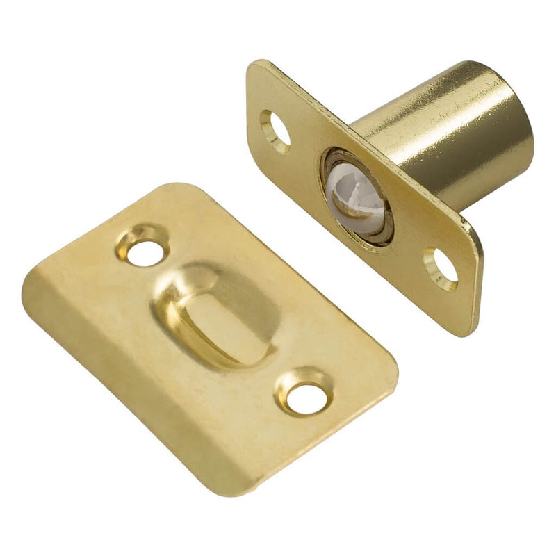 Ball Catch Mortise Strike Plate Radius Polished Brass 2 1/4&quot;