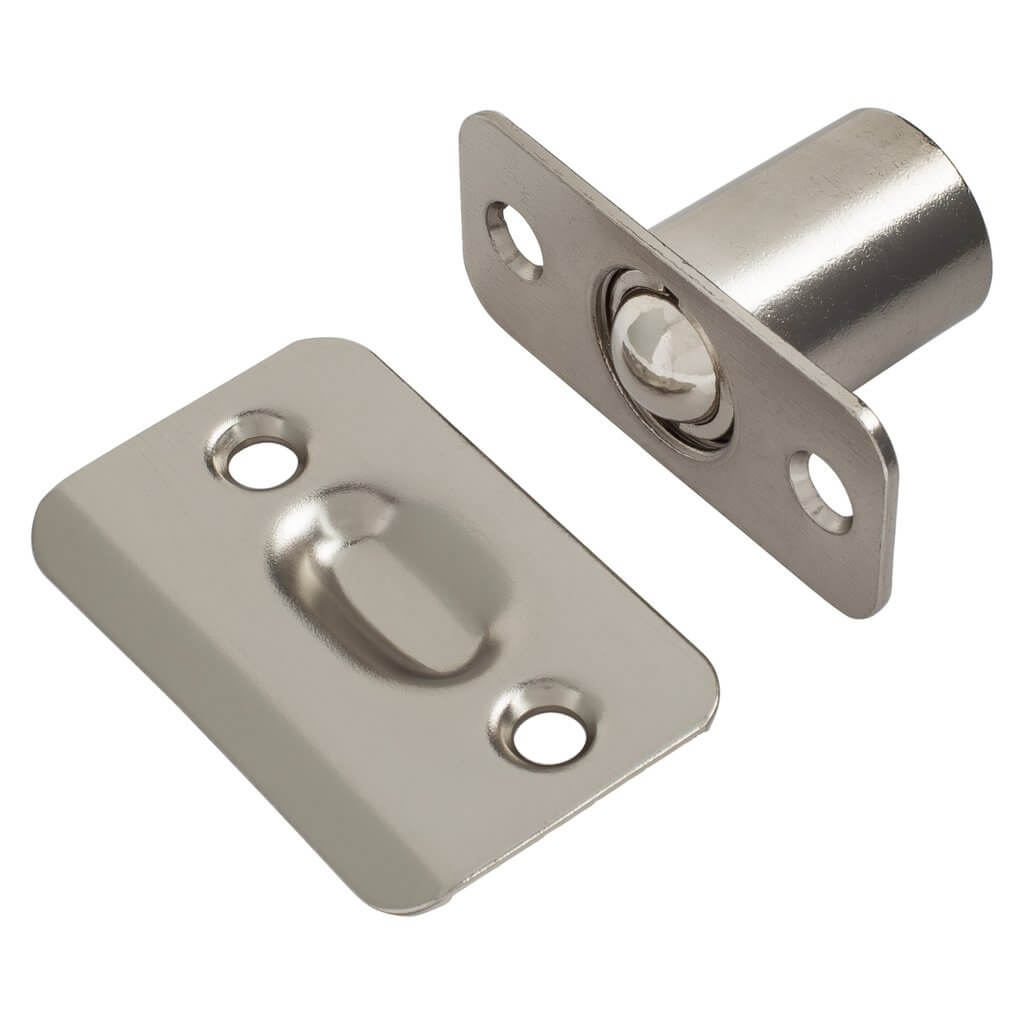 Ball Catch Mortise Strike Plate Radius Satin Nickel 2 1/4&quot;