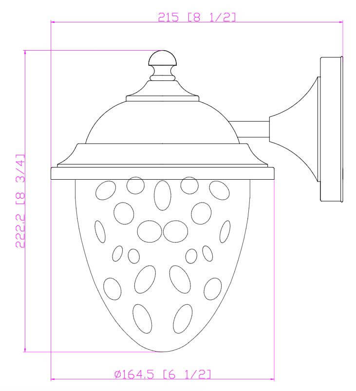 Black Outdoor Patio / Porch Exterior LED Light Fixture: 21-1444-Small