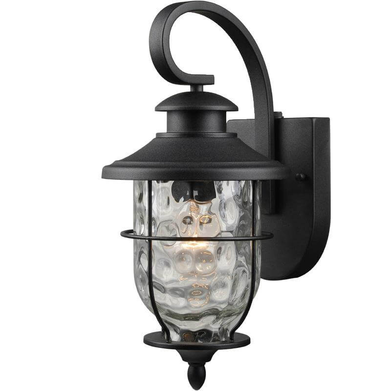 Black Outdoor Patio / Porch Exterior Light Fixture w/Photo Cell Operation : 21-2199
