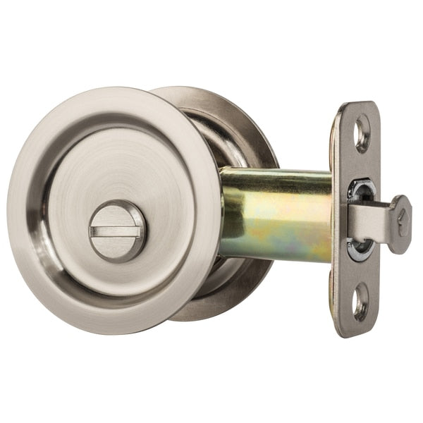 Dynasty Hardware Round Bed / Bath Privacy Pocket Door Latch Satin Nickel