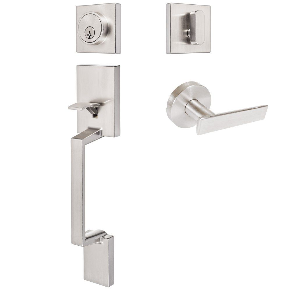 Keeneland Design Satin Nickel Contemporary Handleset with Laurel Lever