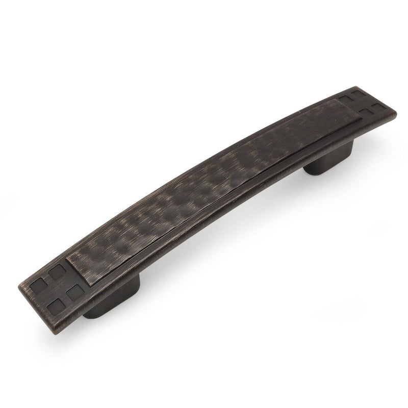 Oil rubbed bronze finish cabinet pull with smooth divots design