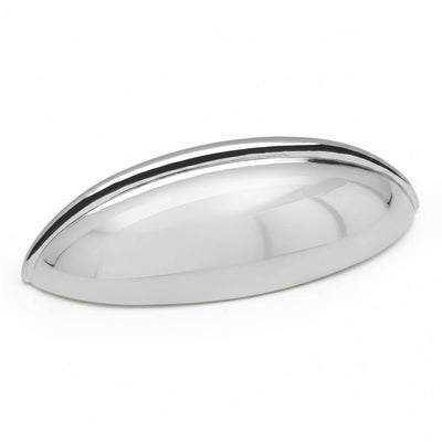 Elongated shaped polished chrome cabinet pull