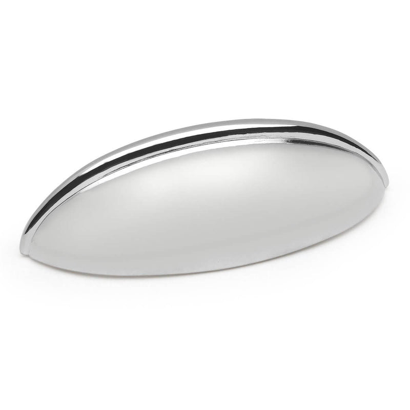 Elongated shaped polished chrome cabinet pull