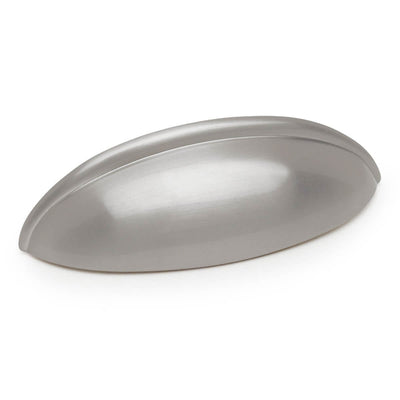 Elongated satin nickel drawer pull