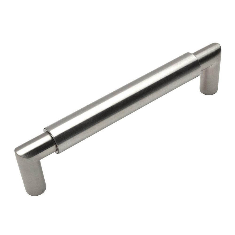 Satin nickel cabinet handle with double cylinder design